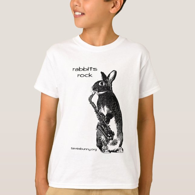 Kaninchen Rock! T-Shirt (Vorderseite)