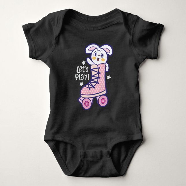 Kaninchen-Rollschuh Baby Strampler (Vorderseite)