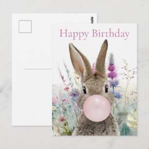 Kaninchen Rosa Gummi Glücklicher Geburtstag Postkarte