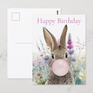 Kaninchen rosa Kaugummi Alles Gute zum Geburtstag Postkarte