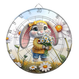 Kaninchen rosa Ohren weiße Gänseblümchen Dartscheibe