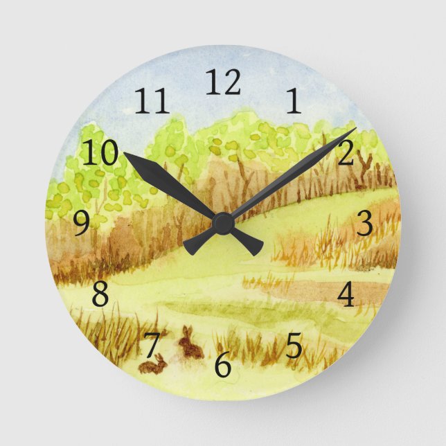 Kaninchen Runde Wanduhr (Vorderseite)