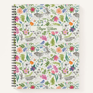 Kaninchen, Schmetterlinge und Blumen  Notizbuch