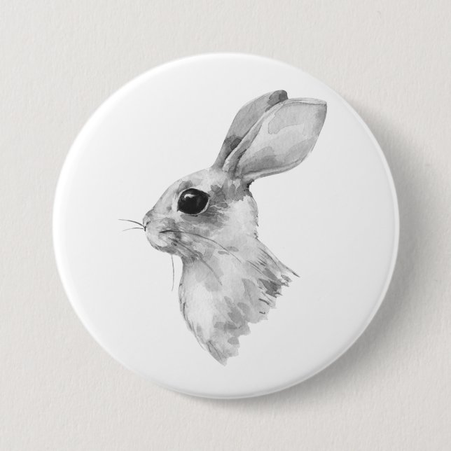 Kaninchen. Schwarzweißfarbe Button (Vorderseite)