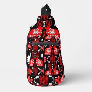 Kaninchen Skandinavische Volkskunst Crossbody Bag