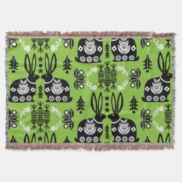 Kaninchen Skandinavische Volkskunst Decke