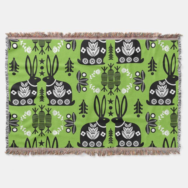 Kaninchen Skandinavische Volkskunst Decke (Vorderseite)