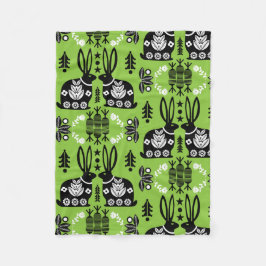 Kaninchen Skandinavische Volkskunst Fleecedecke