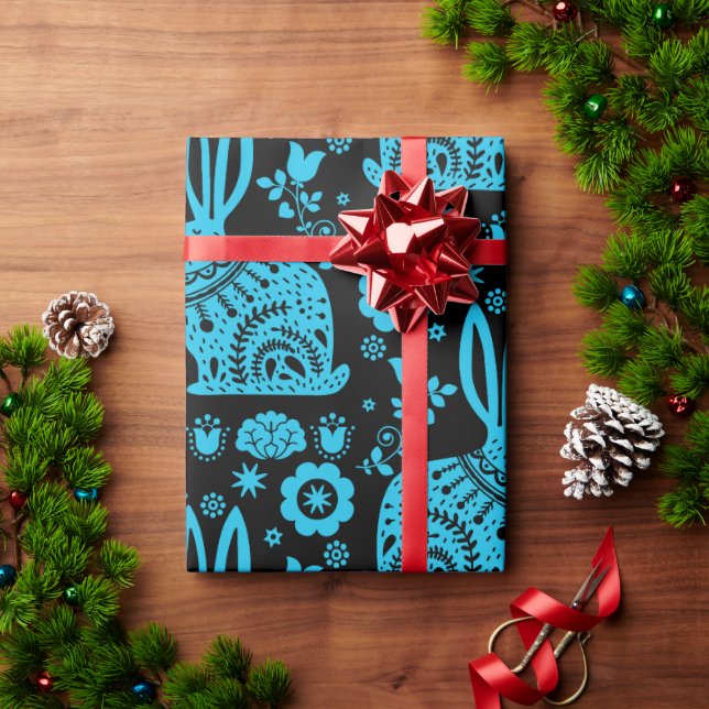 Kaninchen Skandinavische Volkskunst Geschenkpapier (Feiertagsgeschenk)