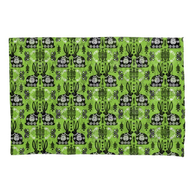 Kaninchen Skandinavische Volkskunst Kissenbezug (Vorderseite-Links)