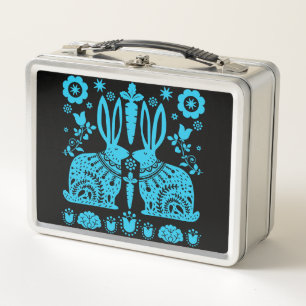 Kaninchen Skandinavische Volkskunst Metall Brotdose