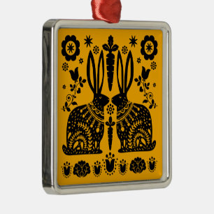 Kaninchen Skandinavische Volkskunst Ornament Aus Metall