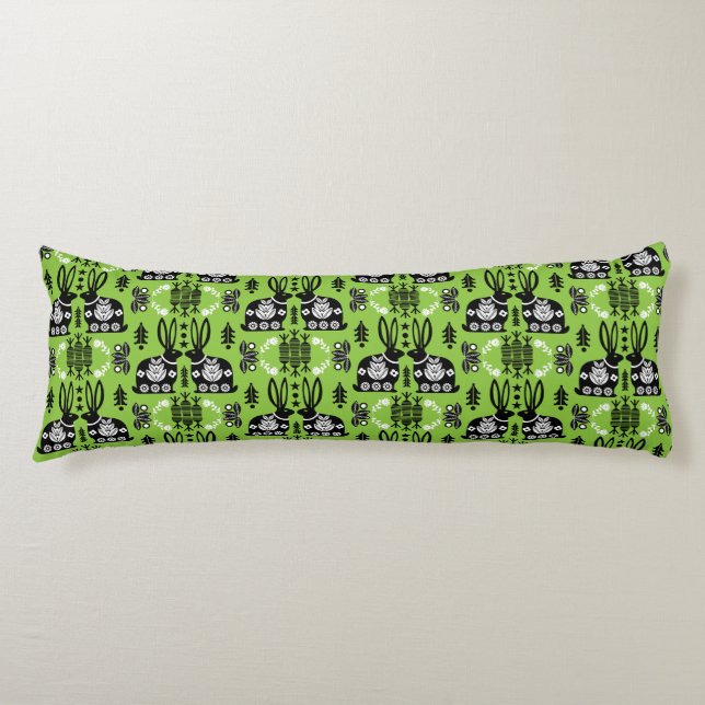 Kaninchen Skandinavische Volkskunst Seitenschläferkissen (Vorderseite)