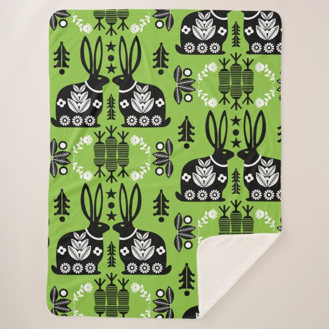 Kaninchen Skandinavische Volkskunst Sherpadecke (Vorderseite)