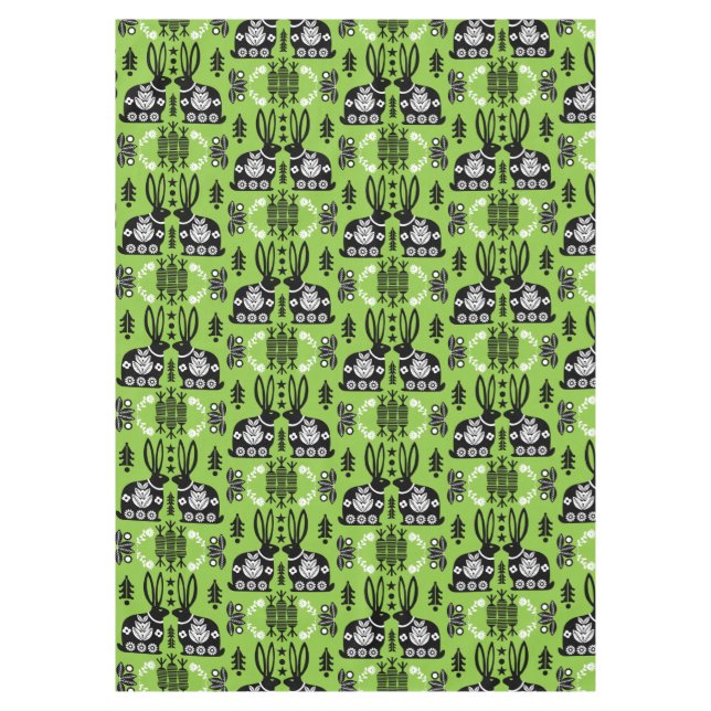 Kaninchen Skandinavische Volkskunst Tischdecke (Vorderseite)