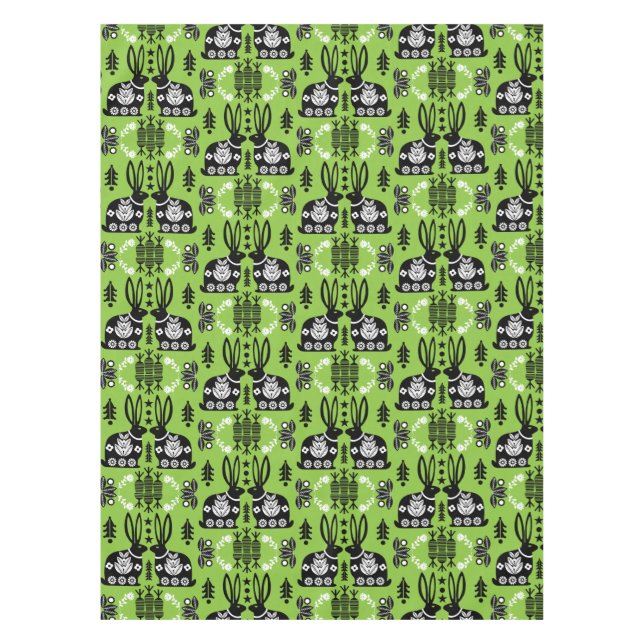 Kaninchen Skandinavische Volkskunst Tischdecke (Vorderseite)