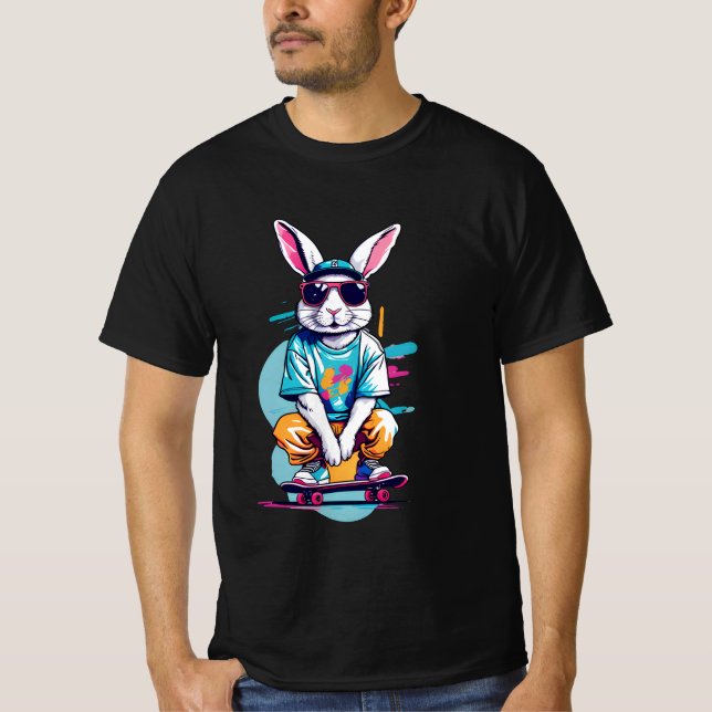Kaninchen-Skate T-Shirt (Vorderseite)