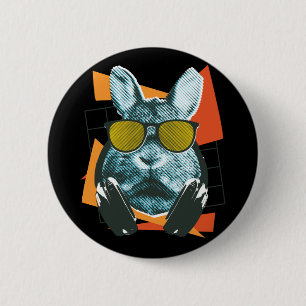 Kaninchen-Sonnenbrille, lustiger Hase mit Sonnenbr Button