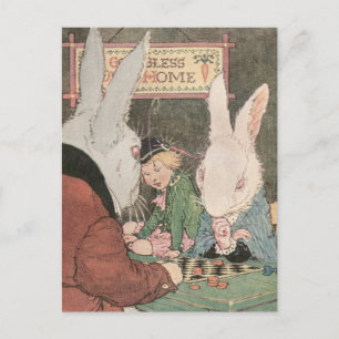 Kaninchen spielen Dame Postkarte