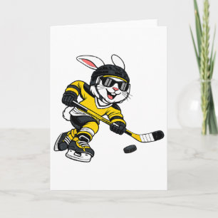 Kaninchen spielt Eishockey-Hase Ostern Sport Männe Karte