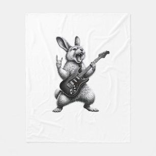 Kaninchen spielt Gitarre Rockstar Kaninchenliebhab Fleecedecke