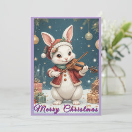 Kaninchen spielt Violine Weihnachts-Flat-Feiertags Feiertagskarte