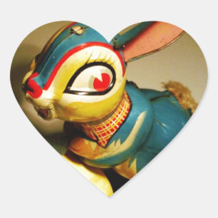 Kaninchen Spielzeug und Ostergelbe Ei Herz-Aufkleber