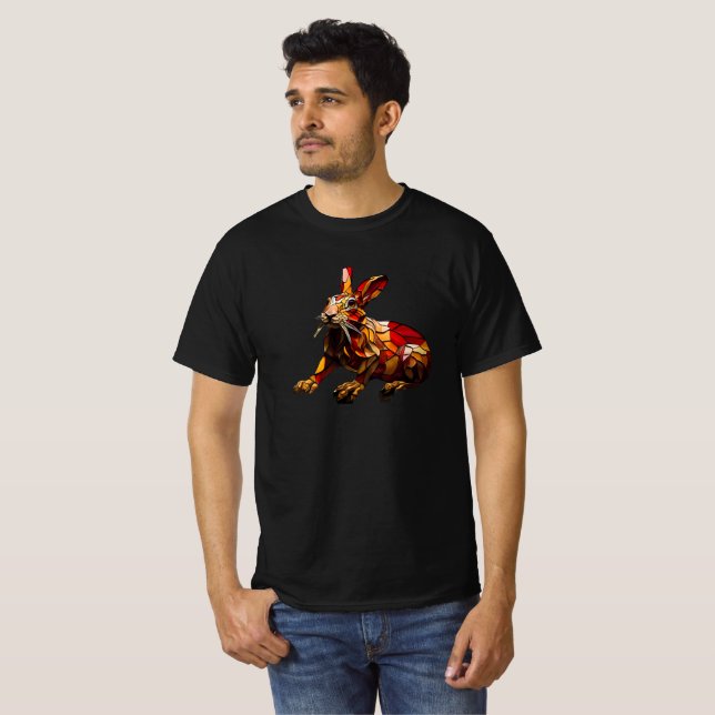 Kaninchen T - Shirt Mosaik gestanztes Glas Design  (Vorne ganz)