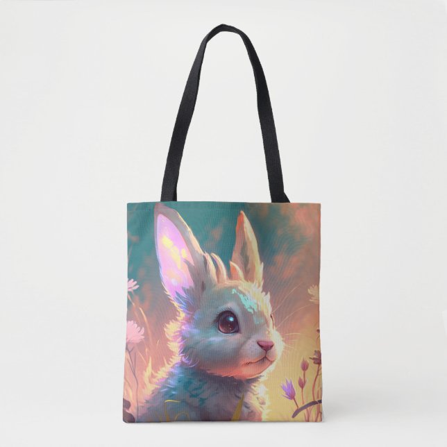 Kaninchen Tierportrait Malerei Art (Vorderseite)