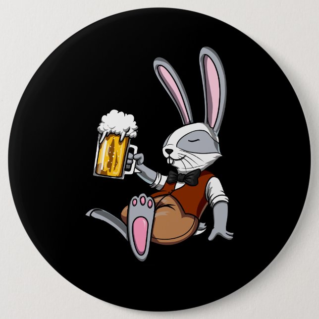 Kaninchen trinken Bier Bunny Funny Funny Party Button (Vorderseite)