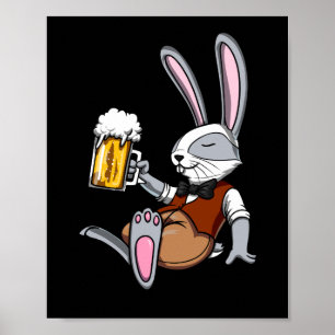 Kaninchen trinken Bier Bunny Funny Funny Party Poster