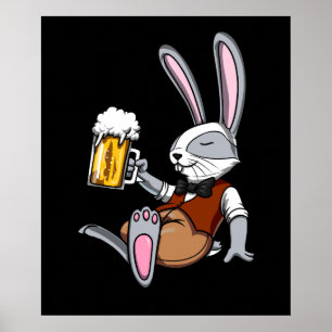 Kaninchen trinken Bier Bunny Funny Funny Party Poster