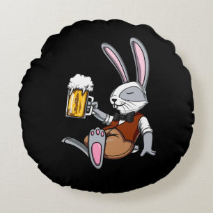 Kaninchen trinken Bier Bunny Funny Funny Party Rundes Kissen