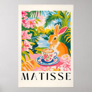 Kaninchen trinkt Kaffee, Lustige Küche Wandkunst, Poster