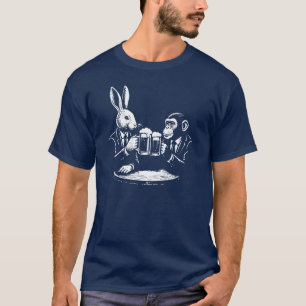Kaninchen und Affe trinken Bier in der Kneipe T-Shirt