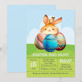 Kaninchen und Baby Bunny Ostereier Hunt Brunch Einladung
