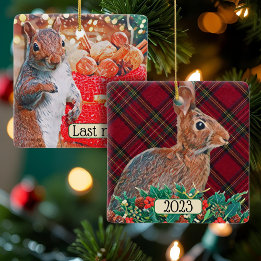 Kaninchen und Eichhörnchen beidseitig individuell Keramikornament