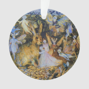 Kaninchen und Feen vintage Märchenkunst. Ornament