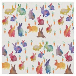Kaninchen und Karotten Aquarellkunst Stoff