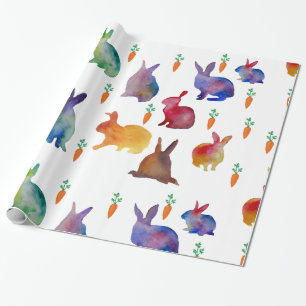 Kaninchen und Karotten Wassercolo Art Wrapping Pap Geschenkpapier