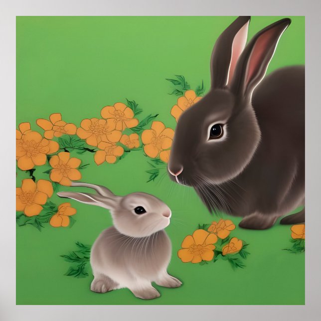 Kaninchen und Kit Poster (Vorne)