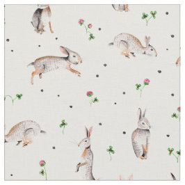 Kaninchen und Klee | Osterfeiertag | Federgewebe Stoff