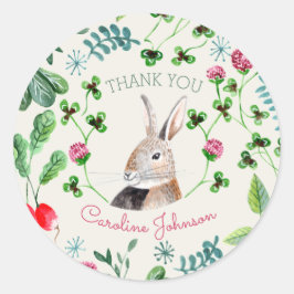 Kaninchen und Klee Runder Aufkleber