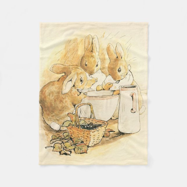 Kaninchen und Milchpudding von Beatrix Potter Fleecedecke (Vorderseite)