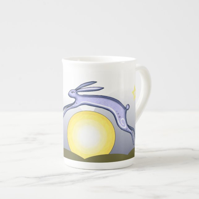 Kaninchen-und Mond-Tee Prozellantasse (Vorderseite Rechts)