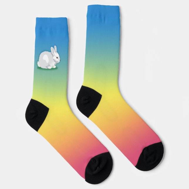 Kaninchen und Regenbogen Socken (Rechts)