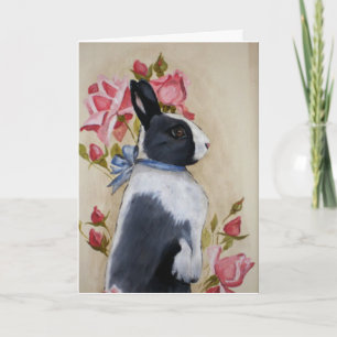 Kaninchen und Rose Feiertagskarte