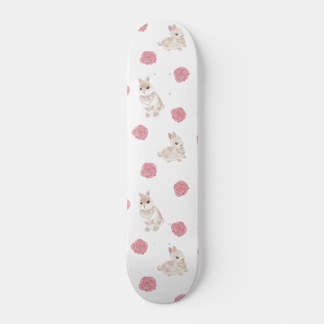Kaninchen und Rose Skateboard (Vorne)