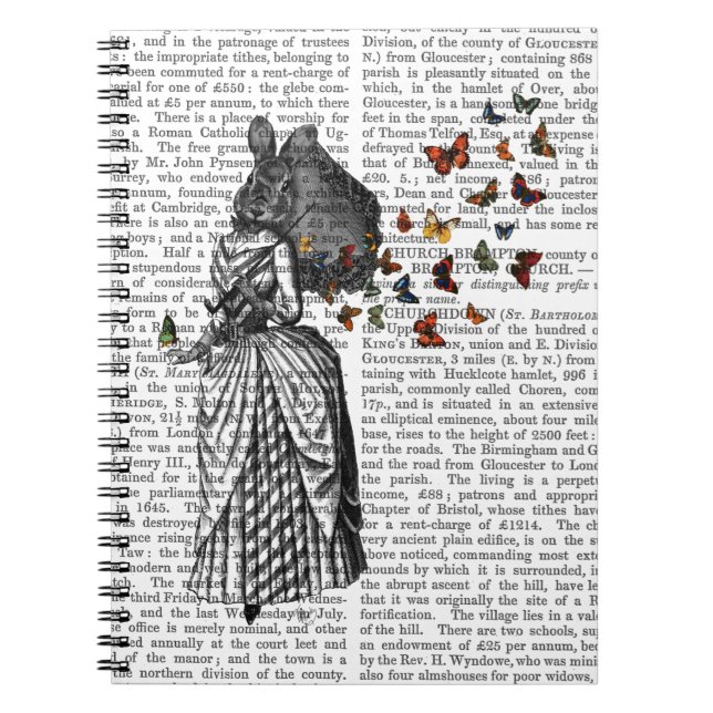 Kaninchen und Schmetterlingsparasol 2 Notizblock (Vorderseite)