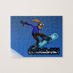 Kaninchen und Snowboard Puzzle